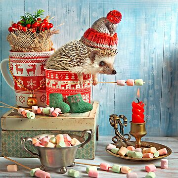 Artwork thumbnail, Christmas Hedgehog by Elena Eremina by Elena Eremina