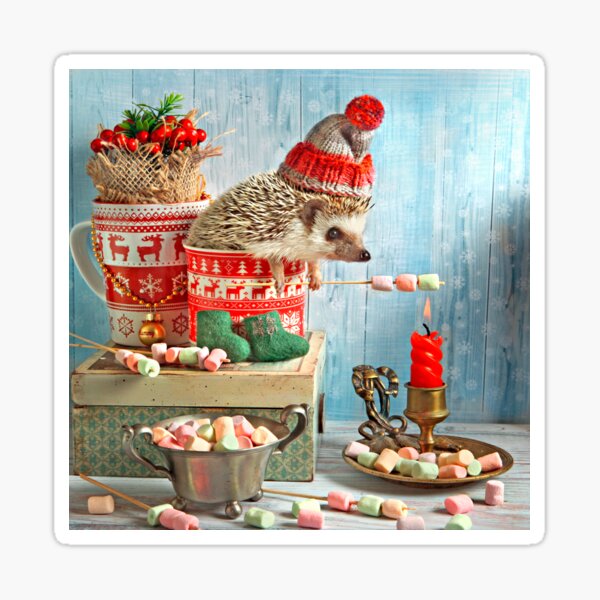 Christmas Hedgehog by Elena Eremina Sticker