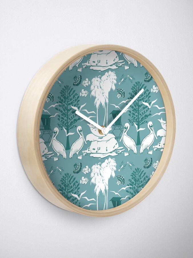 Alternate view of La Jolla Damask Aqua Clock