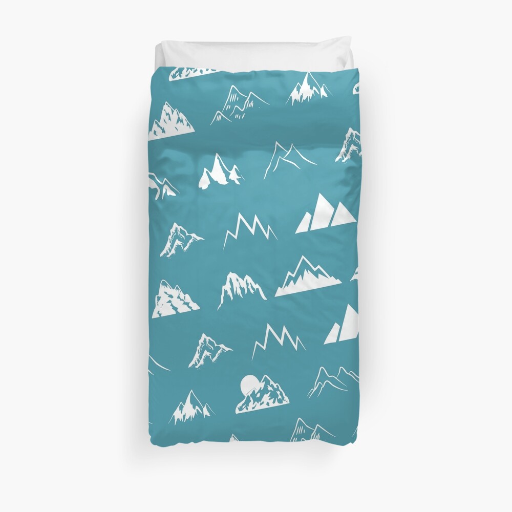 Mountains all over - turquoise Duvet Cover