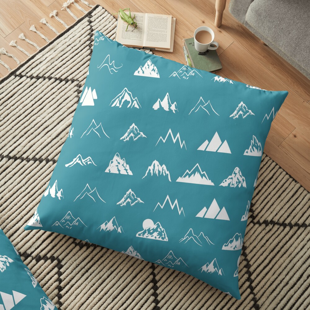 Mountains all over - turquoise Floor Pillow