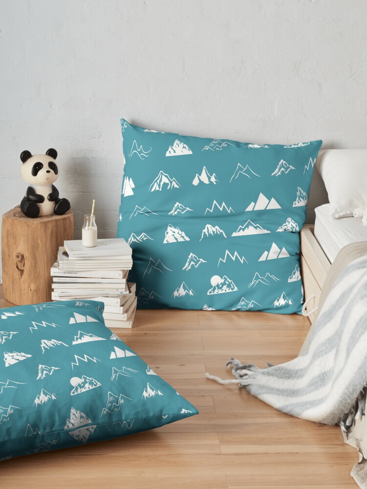Alternate view of Mountains all over - turquoise Floor Pillow