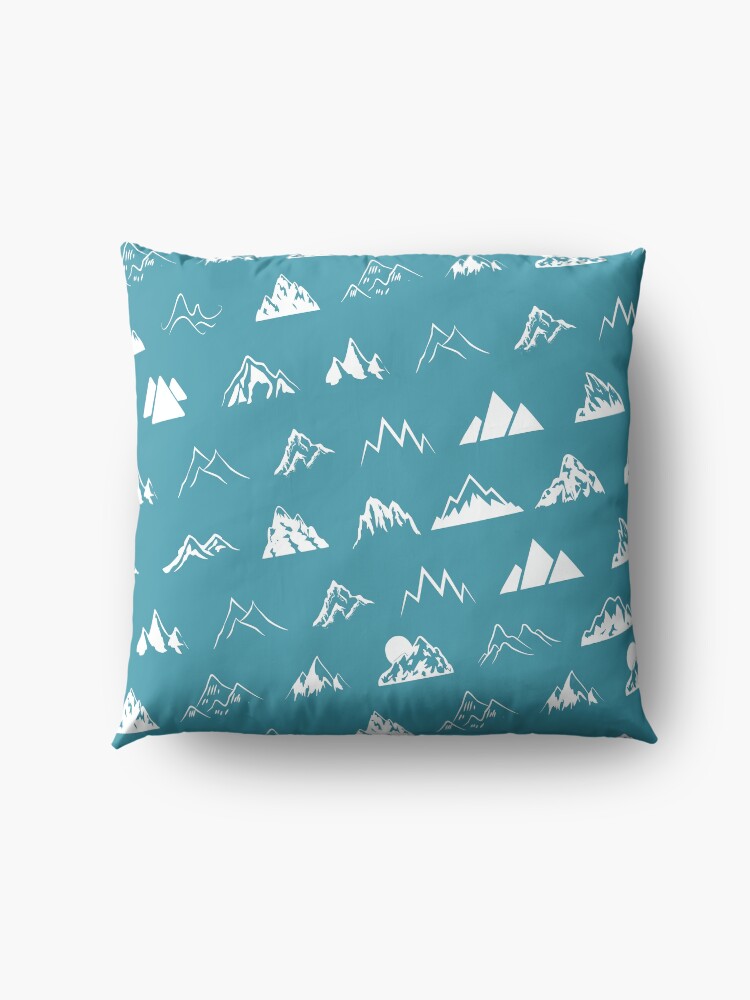Alternate view of Mountains all over - turquoise Floor Pillow