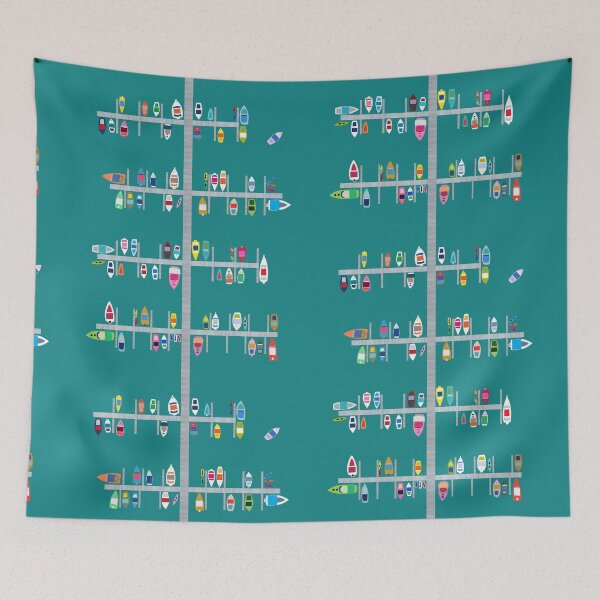 Item preview, Boat Docks- Multi On Aqua designed and sold by Danikaherrick.