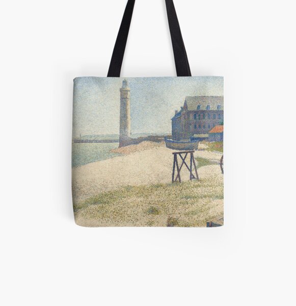 Georges Seurat, The Lighthouse at Honfleur, 1886 Painting All Over Print Tote Bag