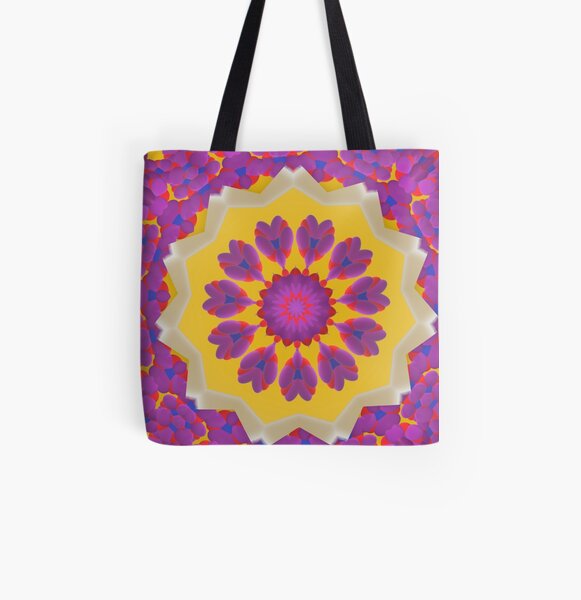 Purple Pedals 3D in the Sun Design Offering at Green Bee Mee All Over Print Tote Bag