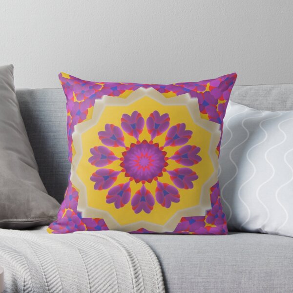Purple Pedals 3D in the Sun Design Offering at Green Bee Mee Throw Pillow