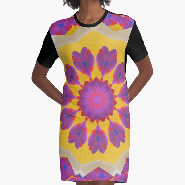 Purple Pedals 3D in the Sun Design Offering at Green Bee Mee Graphic T-Shirt Dress