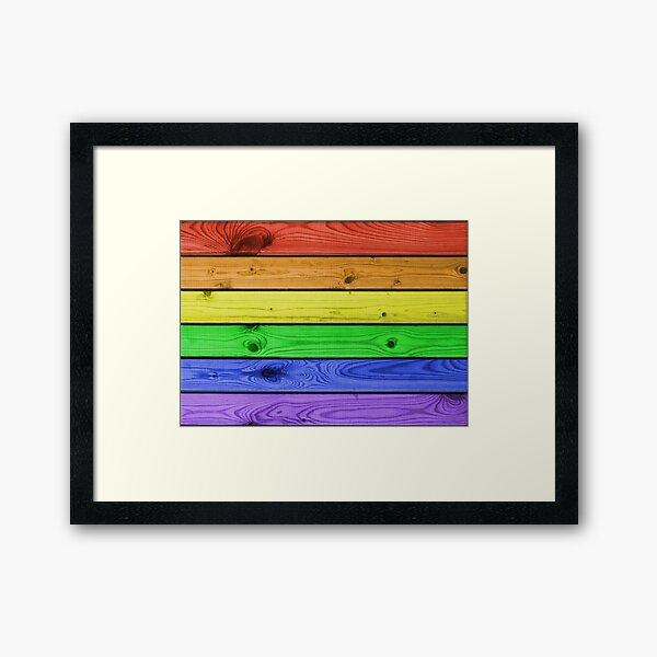 Rainbow Pride Wood Planks Framed Art Print