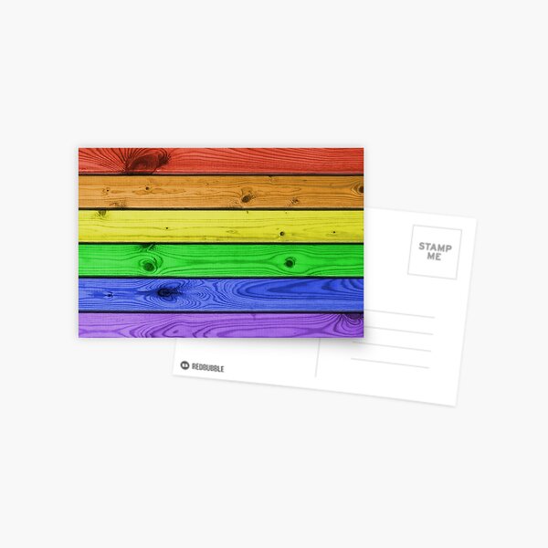 Rainbow Pride Wood Planks Postcard
