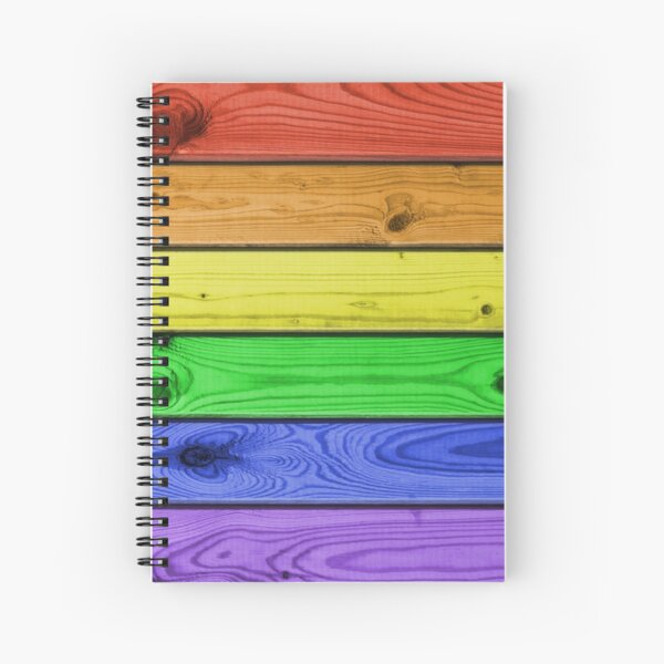 Rainbow Pride Wood Planks Spiral Notebook