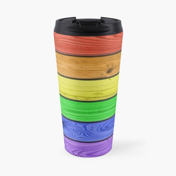 Rainbow Pride Wood Planks Travel Mug