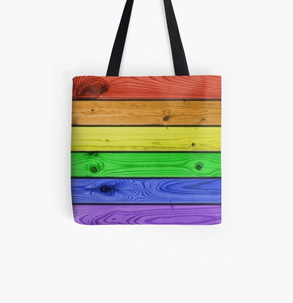 Rainbow Pride Wood Planks All Over Print Tote Bag