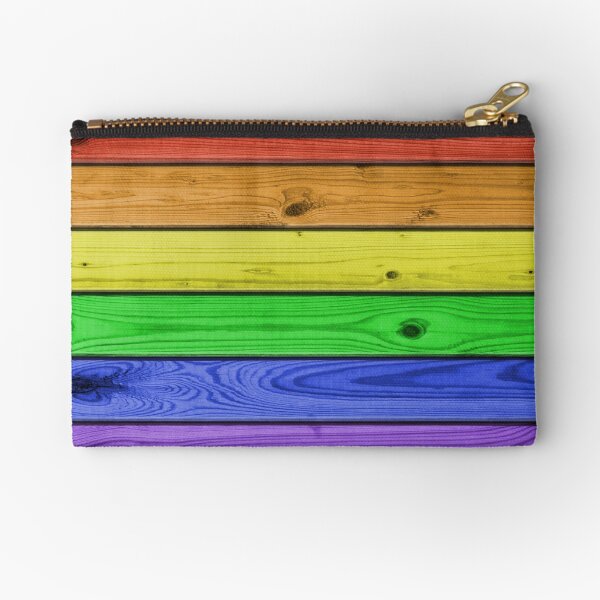 Rainbow Pride Wood Planks Zipper Pouch