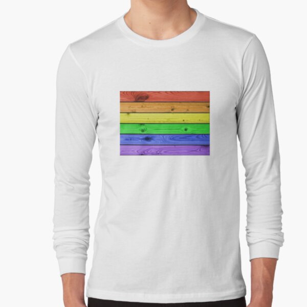 Rainbow Pride Wood Planks Long Sleeve T-Shirt