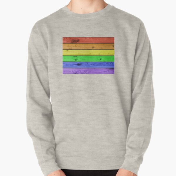 Rainbow Pride Wood Planks Pullover Sweatshirt
