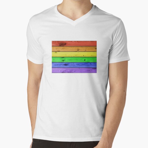 Rainbow Pride Wood Planks V-Neck T-Shirt