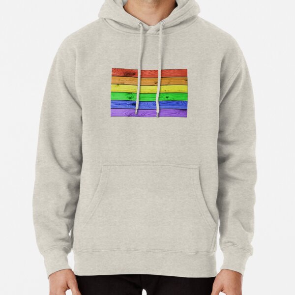 Rainbow Pride Wood Planks Pullover Hoodie