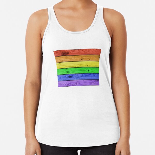 Rainbow Pride Wood Planks Racerback Tank Top