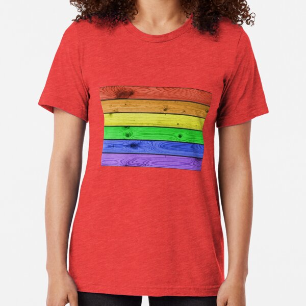 Rainbow Pride Wood Planks Tri-blend T-Shirt
