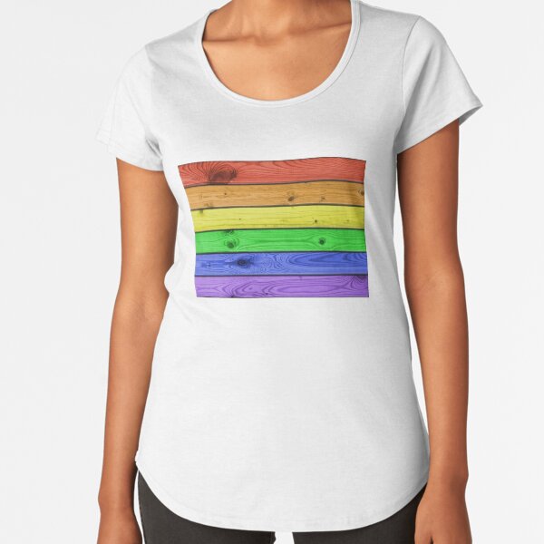 Rainbow Pride Wood Planks Premium Scoop T-Shirt