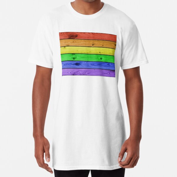 Rainbow Pride Wood Planks Long T-Shirt