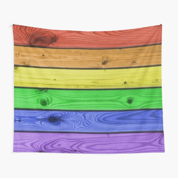Rainbow Pride Wood Planks Tapestry