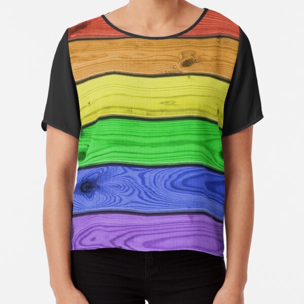 Rainbow Pride Wood Planks Chiffon Top