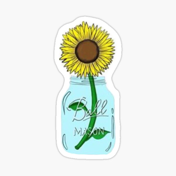 "Sunflower in a Mason Jar" Sticker by MegHoyt Redbubble