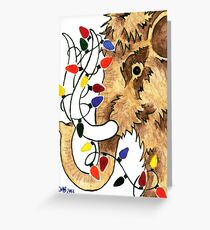 2013 Holiday ATC 14 - Wooly Mammoth with Christmas Lights Greeting Card