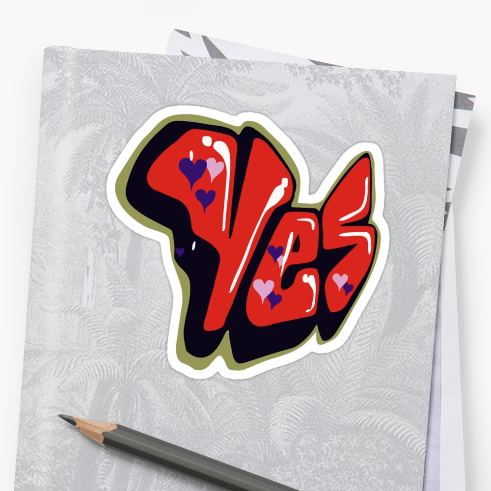 "'Yes' red graffiti" Sticker by roscoe83 | Redbubble
