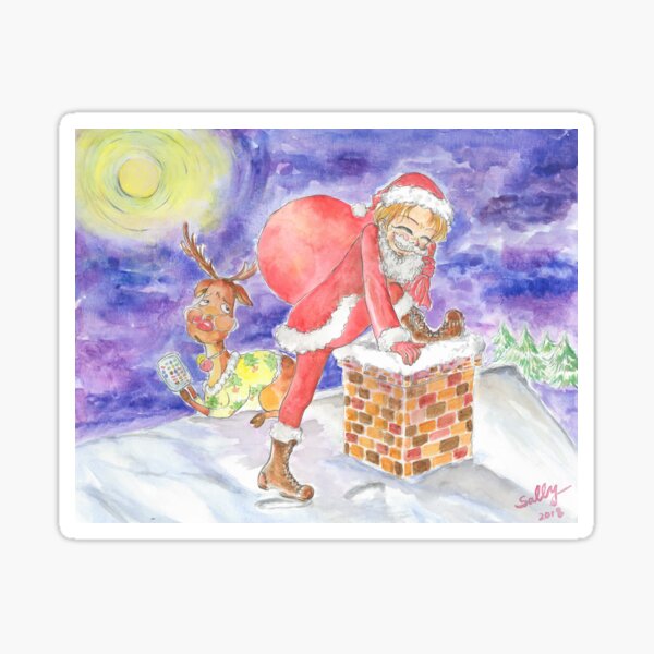 Part Time Santa (watercolor) Sticker