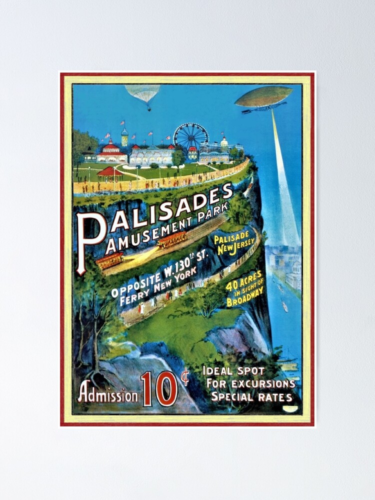 Palisades Amusement Park 1909 New Jersey Vintage Poster Print Art Nostalgia 
