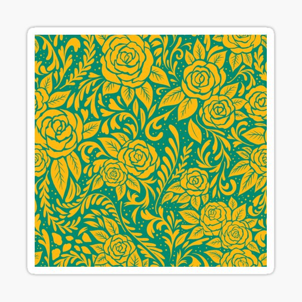 Floral Pattern - Turquoise and Gold Sticker