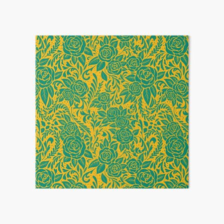 Floral Pattern - Turquoise and Gold 2 Art Board Print