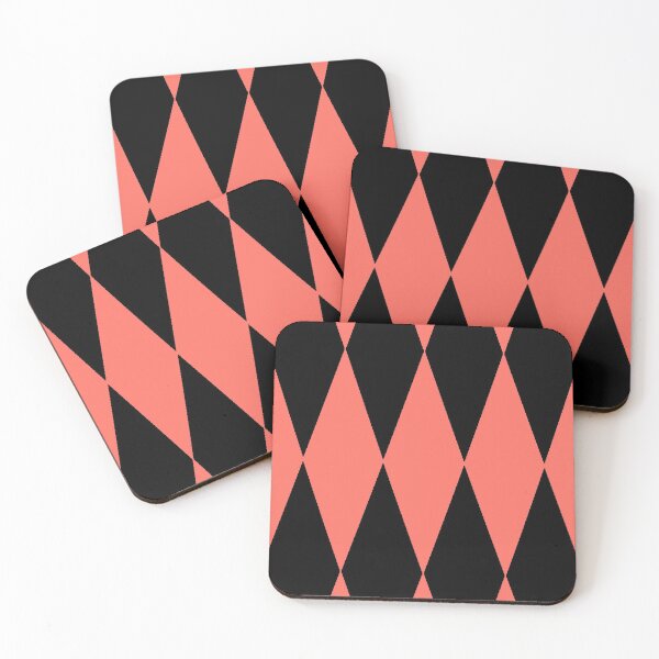 Item preview, LIVING CORAL HARLEQUIN WITH BLACK - PANTONE COLOR OF THE YEAR 2019 designed and sold by ozcushionstoo.