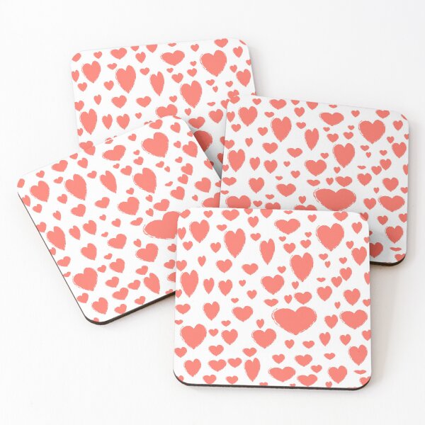 Item preview, Living Coral scattered Hearts  designed and sold by ozcushionstoo.