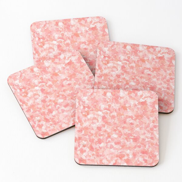 Item preview, LIVING CORAL - SMALL FLORAL PATTERN WITH WHITE -PANTONE COLOR OF THE YEAR 2019 designed and sold by ozcushionstoo.