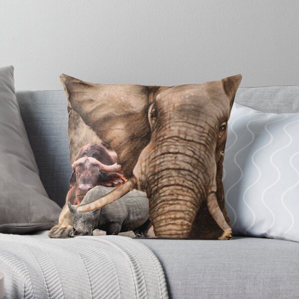 A COLLAGE OF AFRICA'S "BIG 5" - Throw Pillow