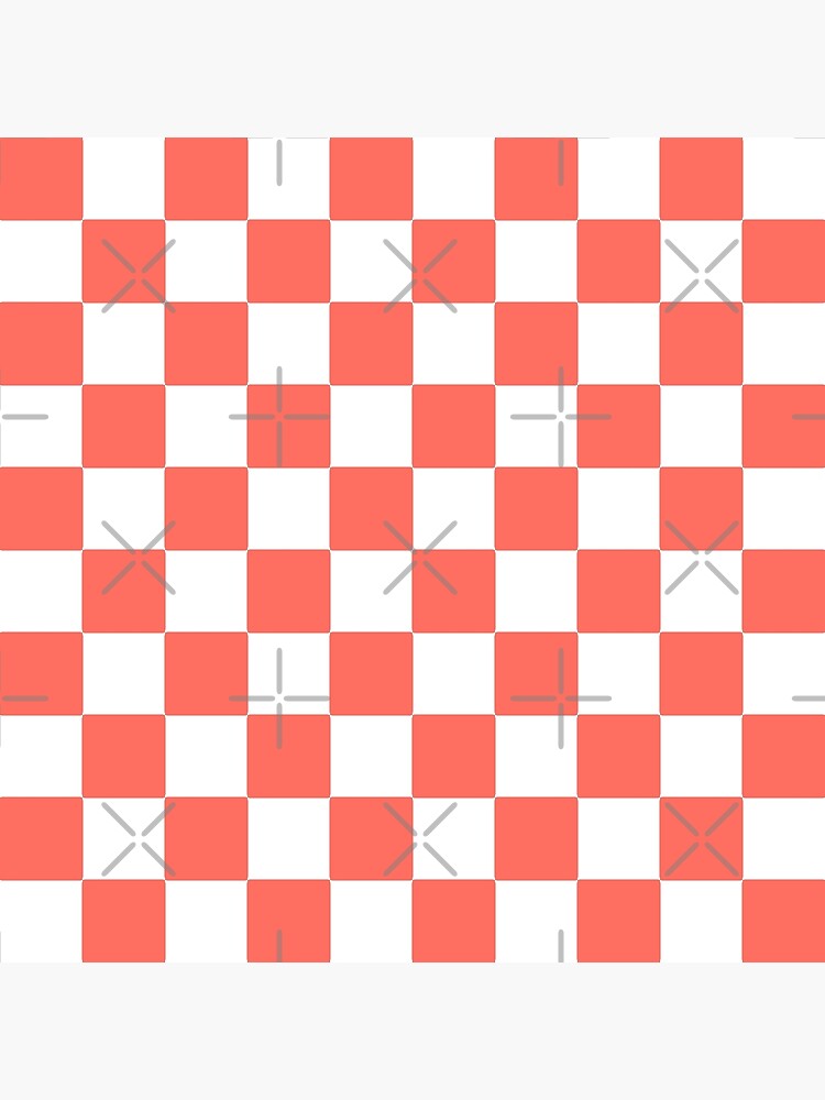 LIVING CORAL CHECK PATTERN WITH WHITE - PANTONE COLOR OF THE YEAR 2019 by ozcushionstoo