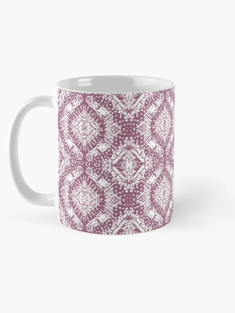 Thumbnail 5 of 6, Coffee Mug, Ruby Raspberry Boysenberry Red Rug Pattern designed and sold by thepoonapple.