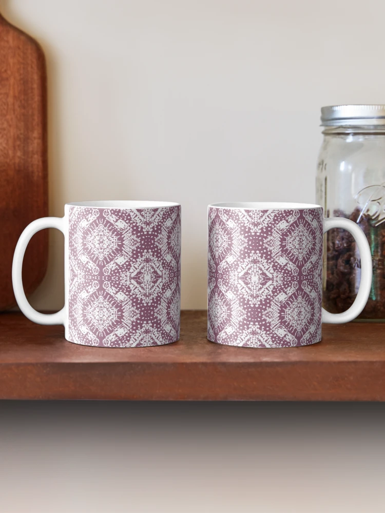 Thumbnail 2 of 6, Coffee Mug, Ruby Raspberry Boysenberry Red Rug Pattern designed and sold by thepoonapple.