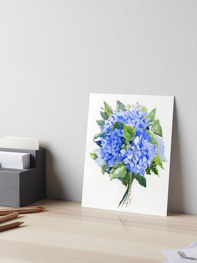 Lámina rígida «Flores de Hortensia, diseño floral azul.» de surenart |  Redbubble