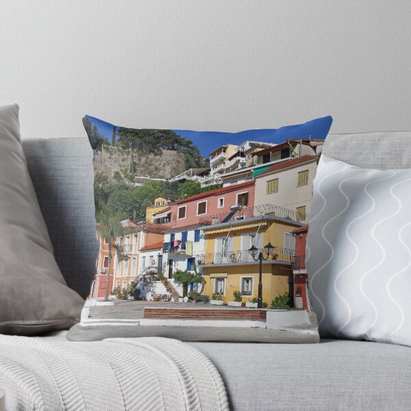 Item preview, colorful old buildings and castle Parga Greece designed and sold by goceris.