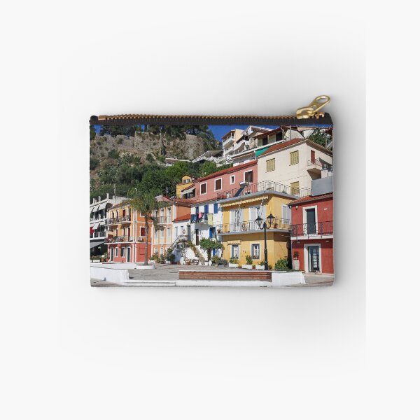 Item preview, colorful old buildings and castle Parga Greece designed and sold by goceris.