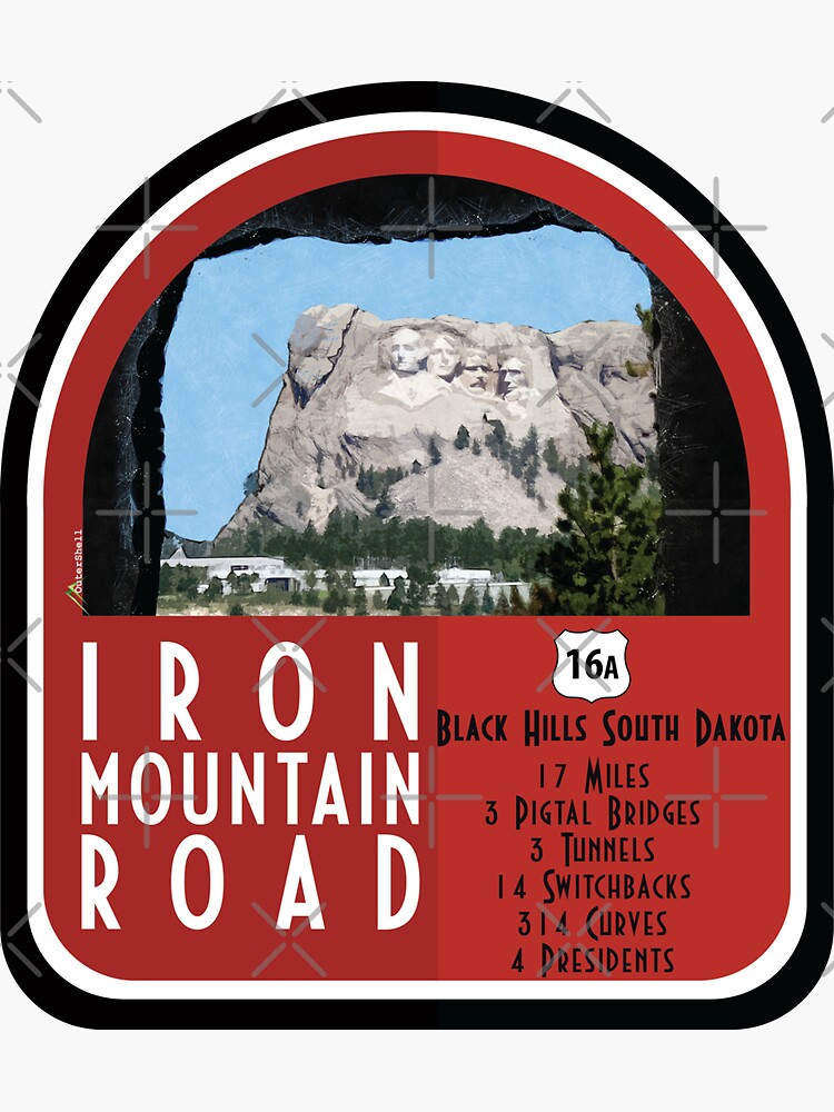"Iron Mountain Road South Dakota USA Sticker TShirt 08" Sticker for