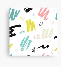 Abstract pink teal black hand painted brushstrokes Canvas Print