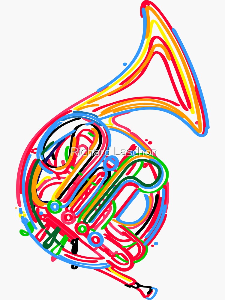 "French horn" Sticker by lirch Redbubble