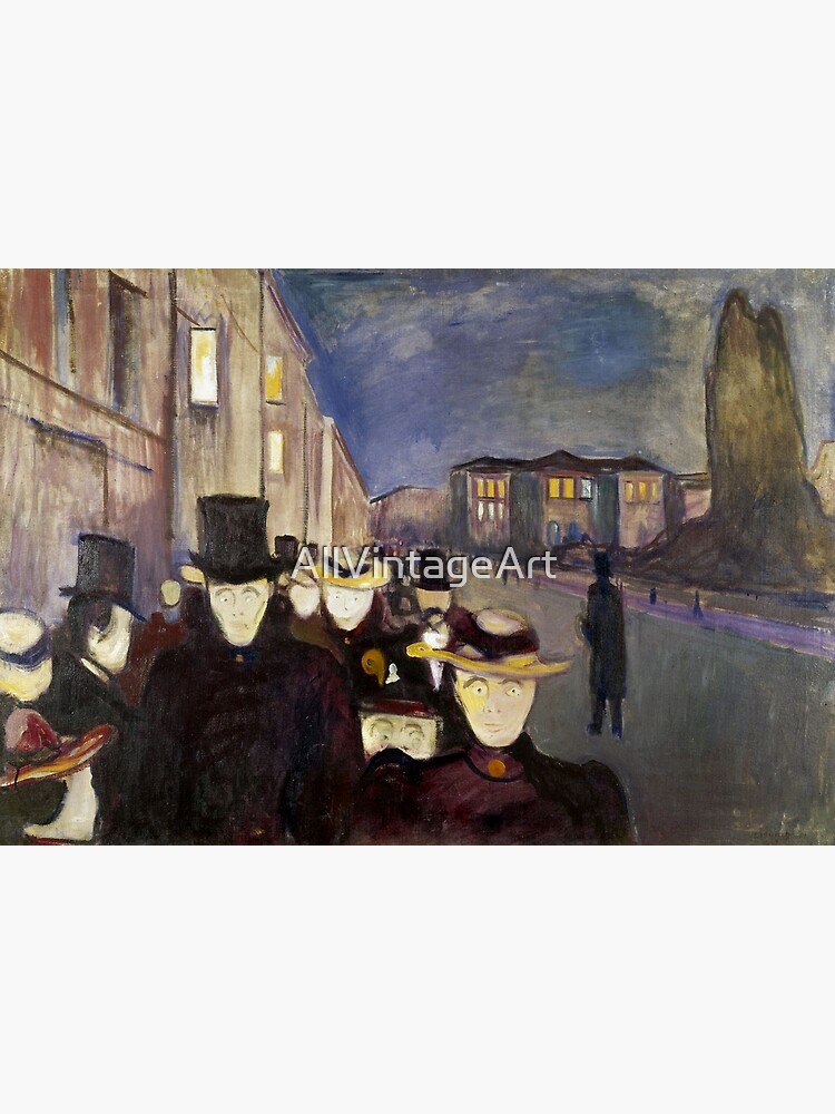 Vintage Edvard Munch Evening On Karl Johan Street 1892 Canvas Print For Sale By Allvintageart 