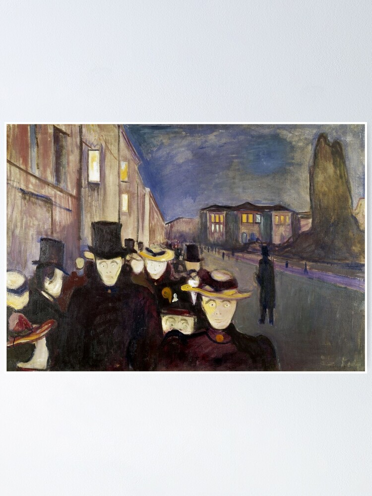 Vintage Edvard Munch Evening On Karl Johan Street 1892 Poster By Allvintageart Redbubble 